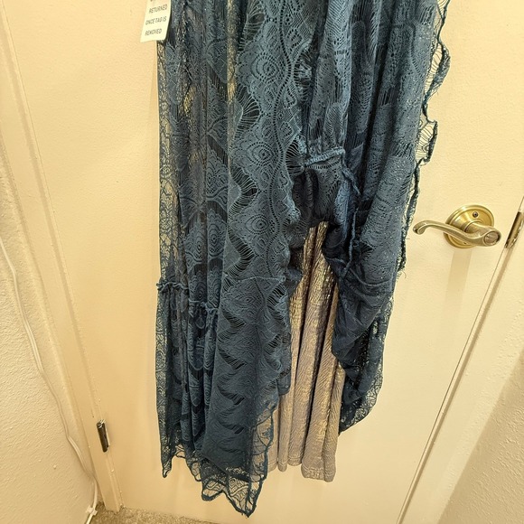 NWT Lace Maxi Dress Sm Teal Blue Gold Party Cocktail Romantic Lacey Rich Wedding - Picture 6 of 15